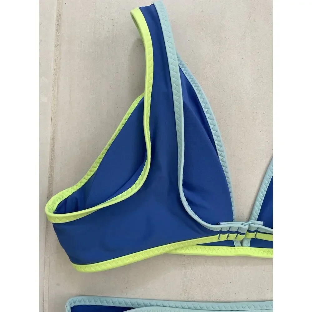 Aerie Swim Bikini Swimsuit Colorblock Plunge Beach Summer Swimwear - Picture 6 of 8